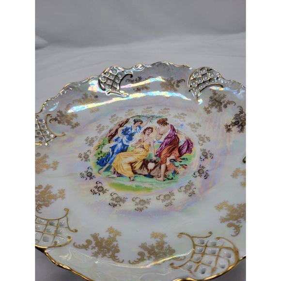 Vintage Three Fates Goddesses Pedestal Bowl/Plate - Picture 10 of 10